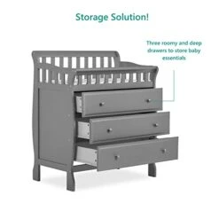 Dream On Me Marcus Changing Table And Dresser In Storm Grey, Features 3 Spacious Drawers, Non-Toxic Finishes, Comes With 1" Changing Pad, Made Of Solid Wood -Songmics Furniture Shop 41TZmpkldWL