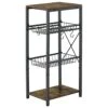 Gewudraw Kitchen Bakers Rack, Kitchen Storage Shelf With Pullout Wire Basket & 4 Side Hooks, Coffee Bar Station With Wine Rack - Rustic Brown, Perfect For Organizing Your Kitchen Essentials