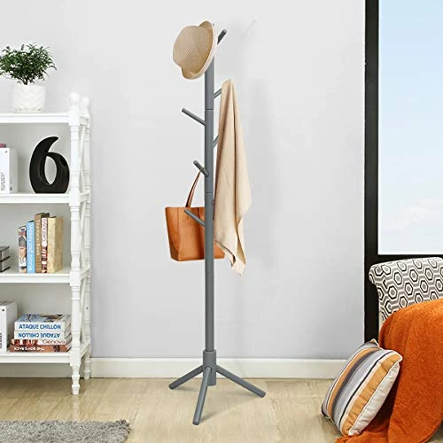 Tangkula Coat Rack Freestanding, Rubber Wood Coat Stand With 8 Hooks, Height Adjustable Entryway Coat Tree Coat Hanger Stand For Home Office Hall Entryway 2 Tangkula Coat Rack Freestanding, Rubber Wood Coat Stand With 8 Hooks, Height Adjustable Entryway Coat Tree Coat Hanger Stand For Home Office Hall Entryway - Image 2