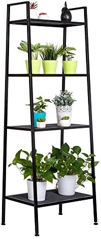 Teeker Multifunctional 4 Tiers Ladder Shelf, Vintage Bookshelf,Plant Stand Storage Rack Shelf For Office, Bathroom, Living Room (Black) 6 Teeker Multifunctional 4 Tiers Ladder Shelf, Vintage Bookshelf,Plant Stand Storage Rack Shelf For Office, Bathroom, Living Room (Black) - Image 6