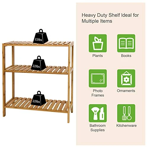 Bamboo Shelf Bathroom 3-Tier Storage Shelves Stand Rack Multifunctional Shelving For Bedroom Kitchen Living Room 3 Bamboo Shelf Bathroom 3-Tier Storage Shelves Stand Rack Multifunctional Shelving For Bedroom Kitchen Living Room - Image 3