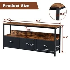 PRAISUN Dresser TV Stand With Storage, Wide Dresser For Bedroom, Entertainment Center For 55 Inch TV, TV Stand With Drawers For Living Room, Chest, Closets And Nursery - Black And Rustic Brown -Songmics Furniture Shop 41TeimPobvL