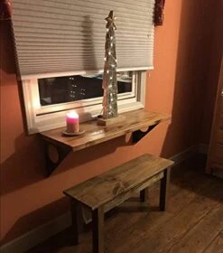 FOF FRIEND OF FAMILY Industrial Rustic Wall-Mounted Table, Dining Table Desk, Pine Wood Wall-Mounted Bar Tables (40"X14") -Songmics Furniture Shop 41Tj9igI9tS