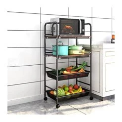 Free Standing Kitchen Storage Shelf Rack Kitchen Crevice Storage Rack Floor-to-ceiling Multi-layer Trolley Fruit And Vegetable Rack Narrow Refrigerator Gap Storage Rack Shelf Kitchen Bakers Rack Micro