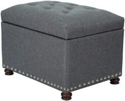 Joveco 24" Ottoman With Storage For Living Room Rectangular Fabric Tufted Bench Footrest - Light Grey -Songmics Furniture Shop 41TkEyVQg2L. AC