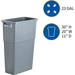 Genuine Joe GJO60465 Plastic Space Saving Waste Container, 23 Gallon Capacity, 23" Width X 30" Height X 11" Depth, Gray -Songmics Furniture Shop 41TkeWXZ8BL