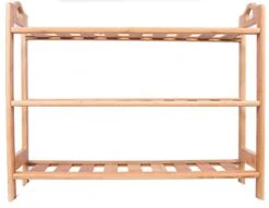 BirdRock Home 3 Tier Free Standing Shoe Rack With Handles - Natural Bamboo - Wood - Closets And Entryway - Storage Organizer Stand - Fits 9 Pairs Of Shoes -Songmics Furniture Shop 41TnHlcAJfL