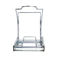 Household Essentials Glidez Chrome-Plated Steel Pull-Out/Slide-Out Discreet Single 5 Gallon Plastic Trash Can For Under Cabinet Use - Fits Standard Size Cabinet, Chrome And White -Songmics Furniture Shop 41TuV2eCMDL