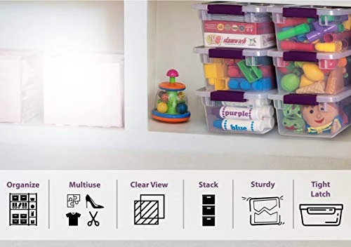 Peaknip - Sterilite 6 Quart Stackable Plastic Storage Bins With Lids And Latches (6 Pack) - Bundled With Labels And Marker 4 Peaknip - Sterilite 6 Quart Stackable Plastic Storage Bins With Lids And Latches (6 Pack) - Bundled With Labels And Marker - Image 4