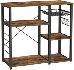 VASAGLE ALINRU Kitchen Baker’s Rack, Coffee Bar, Microwave Oven Stand, With Steel Frame, Wire Basket, 6 Hooks, 35.4", Rustic Brown 16 VASAGLE ALINRU Kitchen Baker’s Rack, Coffee Bar, Microwave Oven Stand, With Steel Frame, Wire Basket, 6 Hooks, 35.4", Rustic Brown -Songmics Furniture Shop 41U1TG2yggL. AC 1