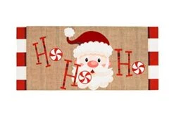 Evergreen Sassafras Santa Ho Ho Ho Interchangeable Entrance Doormat | Indoor And Outdoor | 22-inches X 10-inches | Non-Slip Backing | All-Season | Low Profile | Home Décor