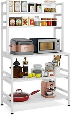 Tribesigns 5-Tier Kitchen Bakers Rack With Hutch, Industrial Microwave Oven Stand, Free Standing Kitchen Utility Cart Storage Shelf Organizer (White) -Songmics Furniture Shop 41U9xTz02gL. AC