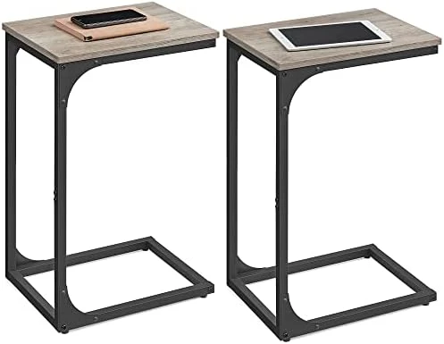 VASAGLE C-Shaped End Table, Small Side Table For Couch, Sofa Table With Metal Frame For Living Room, Bedroom, Bedside, Rustic Brown And Black 6 VASAGLE C-Shaped End Table, Small Side Table For Couch, Sofa Table With Metal Frame For Living Room, Bedroom, Bedside, Rustic Brown And Black - Image 6