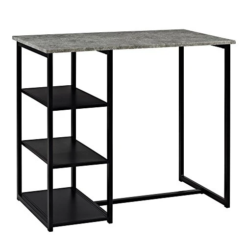 Dorel Living Farley 3-Piece Pub Set With Faux Concrete Top, Gray / Black 3 Dorel Living Farley 3-Piece Pub Set With Faux Concrete Top, Gray / Black - Image 3