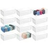 MDesign Long Plastic Drawer Organizer Box, Storage Organizer Bin Container; For Closets, Bedrooms, Use For Leggings, Socks, Ties, Jewelry, Accessories - Lumiere Collection - 12 Pack - Clear
