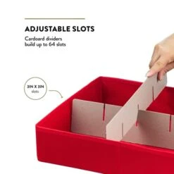 ZOBER Christmas Ornament Storage - 25.2x12.6x3.35 Inch Ornament Tray Organizer Boxes W/Dividers - Compartments For Fragile Ornaments And Holiday Decoration - Red 14 ZOBER Christmas Ornament Storage - 25.2x12.6x3.35 Inch Ornament Tray Organizer Boxes W/Dividers - Compartments For Fragile Ornaments And Holiday Decoration - Red -Songmics Furniture Shop 41UMMDxsIvL