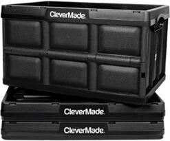 CleverMade 32L Collapsible Storage Bins (3 Pack, Charcoal) NO LID-Stackable Storage Containers For Organizing, Toy Storage, Garage Storage, 20.8"x 14.1"x11.6" Plastic Storage Bins, Each Hold 66lbs -Songmics Furniture Shop 41UObJosUGL. AC