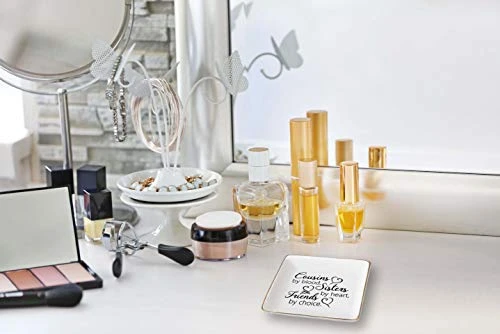 Topthink Cousins By Blood,Sisters By Heart,Friends By Choice – Ceramic Jewelry Holder Ring Dish Trinket Tray – Birthday Christmas Graduation Wedding Gifts For Cousin,Women,Girls,Her 4 Topthink Cousins By Blood,Sisters By Heart,Friends By Choice – Ceramic Jewelry Holder Ring Dish Trinket Tray – Birthday Christmas Graduation Wedding Gifts For Cousin,Women,Girls,Her - Image 4