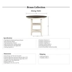 Lexicon Braun Counter Height Dining Table, Antique White 6 Lexicon Braun Counter Height Dining Table, Antique White -Songmics Furniture Shop 41UTKbjmbdL