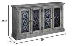 Signature Design By Ashley Mirimyn Vintage 65" 4-Door Accent Cabinet With Clear Glass Inlay And 2 Adjustable Shelves, Gray -Songmics Furniture Shop 41UTQIee8yL