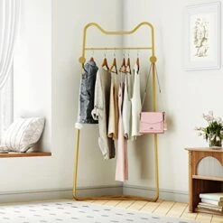 HKaikzo Double-pole Coat Rack Freestanding, Modern Metal Coat Racks Hanger Stand With 5 Hooks And Natural Marble Base, For Bedroom, Office, Hallway, Entryway, Living Room Gold… -Songmics Furniture Shop 41UUyNbzlBL. AC