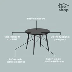 The Shop Circular Coffee Table - Type - 4 Legs - MDF Cover With Laminate - Side Table - Home Decoration - Ideal For Living Room And Dining Room - 80 Cm. Diameter X 44 Cm. (Black) 10 The Shop Circular Coffee Table - Type - 4 Legs - MDF Cover With Laminate - Side Table - Home Decoration - Ideal For Living Room And Dining Room - 80 Cm. Diameter X 44 Cm. (Black) -Songmics Furniture Shop 41UXKpZZuvL