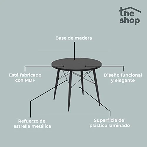 The Shop Circular Coffee Table - Type - 4 Legs - MDF Cover With Laminate - Side Table - Home Decoration - Ideal For Living Room And Dining Room - 80 Cm. Diameter X 44 Cm. (Black) 5 The Shop Circular Coffee Table - Type - 4 Legs - MDF Cover With Laminate - Side Table - Home Decoration - Ideal For Living Room And Dining Room - 80 Cm. Diameter X 44 Cm. (Black) - Image 5