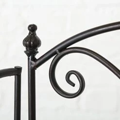 WHW Whole House Worlds Farmers Favorite 3 Tier Rack, Plant Stand, Black Powder Coated Iron, Punched Floral Fold-Out Rimmed Shelves, Finial Top Details, 23 1/2 L X 11 W X 48 H Inches, -Songmics Furniture Shop 41UYrkzFSzL