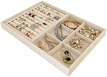 Large Beige Premium Quality Velvet Glasses Box Tray Stackable Practical Trade Show Home Use Jewelry Display Organizer 8 Large Beige Premium Quality Velvet Glasses Box Tray Stackable Practical Trade Show Home Use Jewelry Display Organizer - Image 8