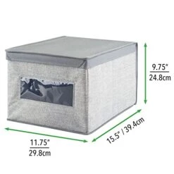 MDesign Large Fabric Stackable Closet Organizer Box With Clear Window/Lid For Bedroom, Office, Bathroom, Mudroom Organization - Shoe, Sweater, Clothes Storage, Lido Collection, 4 Pack, Gray -Songmics Furniture Shop 41UhOV08KeL