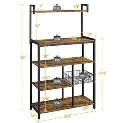Topeakmart Baker's Rack For Kitchen, 32" Kitchen Racks With Storage Shelves & Metal Basket Hooks, Microwave Stand Cart With Countertop, Industrial Utility Storage Shelf For Dining Room -Songmics Furniture Shop 41UiLFe0GHS