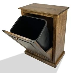 Peaceful Classics Trash Bin Cabinet - Handmade Hideaway Cabinet For Trash Cans - Decorative Bathroom Trash Can, Office Trash Can, And Bedroom Trash Can - Wooden Tilt Out Trash Bin (Mocha) -Songmics Furniture Shop 41UjZhW54L