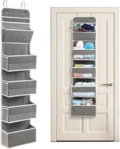 GALMAXS7 2 Pack 5-Shelf Over The Door Hanging Organizer With 8 Mesh Side Pockets, Back Of Door Storage Organizer, Closet Door Organizer Hanging Diaper Storage Organizer, Door Hanger Organizer, Grey -Songmics Furniture Shop 41UqU3NEDtL. AC