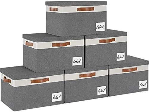 GhvyenntteS Large Storage Bins With Lids (3-Pack) Large Closet Storage Bins With Lid And 3 PU Handles, Foldable Fabric Storage Boxes With Label Window For Home Bedroom Office (Black, 15" X 11" X 9.7") 10 GhvyenntteS Large Storage Bins With Lids (3-Pack) Large Closet Storage Bins With Lid And 3 PU Handles, Foldable Fabric Storage Boxes With Label Window For Home Bedroom Office (Black, 15" X 11" X 9.7") - Image 10