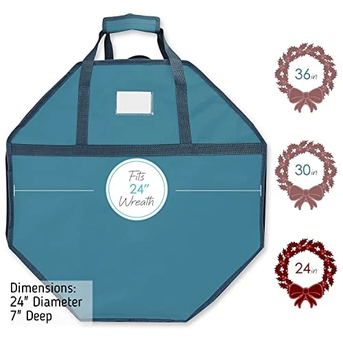 Hearth & Harbor Wreath Storage Container - Hard Shell Christmas Wreath Storage Bag With Interior Pockets, Dual Zipper And Handles - 24" Premium Wreath Storage Organizer Box 6 Hearth & Harbor Wreath Storage Container - Hard Shell Christmas Wreath Storage Bag With Interior Pockets, Dual Zipper And Handles - 24" Premium Wreath Storage Organizer Box - Image 6
