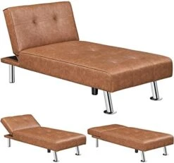 Yaheetech Faux Leather Sectional Sofa Couch Sectional Living Room Furniture Set Convertible Futon Sofa Beds With Chaise Lounge, Brown -Songmics Furniture Shop 41UwHQgJuGL. AC 1