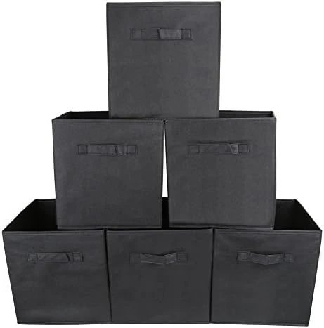 EZOWare Set Of 6 Foldable Fabric Basket Bin Collapsible Storage Cube For Nursery, Toys Organizer, Shelf Cabinet (Purple) 7 EZOWare Set Of 6 Foldable Fabric Basket Bin Collapsible Storage Cube For Nursery, Toys Organizer, Shelf Cabinet (Purple) - Image 7