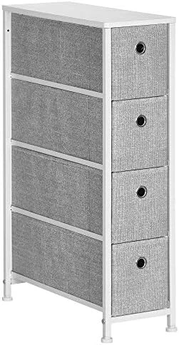 SONGMICS Narrow Dresser With 4 Fabric Drawers Vertical Slim Storage Tower Unit, 7.9", Light Gray 5 SONGMICS Narrow Dresser With 4 Fabric Drawers Vertical Slim Storage Tower Unit, 7.9", Light Gray - Image 5