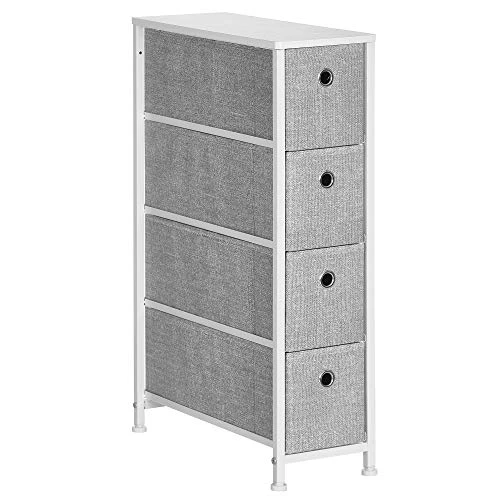 SONGMICS Narrow Dresser With 4 Fabric Drawers Vertical Slim Storage Tower Unit, 7.9", Light Gray 1 SONGMICS Narrow Dresser With 4 Fabric Drawers Vertical Slim Storage Tower Unit, 7.9", Light Gray