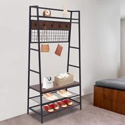Coat Rack Shoe Bench, Hall Tree Entryway Bench With Storage, Wood Look Accent Furniture With Metal Frame, 3-in-1 Design (Brown) 9 Coat Rack Shoe Bench, Hall Tree Entryway Bench With Storage, Wood Look Accent Furniture With Metal Frame, 3-in-1 Design (Brown) -Songmics Furniture Shop 41V44PQ2s9L