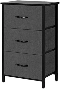 AZL1 Life Concept 3 Drawers Fabric Dresser Storage Tower, Light Grey & Storage Dresser Furniture Unit - Large Standing Organizer Chest, Light Grey -Songmics Furniture Shop 41V6dNpd3TL. AC