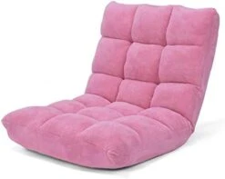 Casart Floor Chair Lounger Folding Gaming Sofa Chaise Lounge With 14 Adjustable Position,Steel Frame,Sponge Padded Sleeper Bed Couch Recliner(Pink) -Songmics Furniture Shop 41V9Z5kN5TL. AC