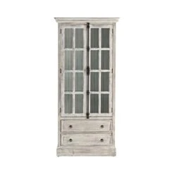 Crestview Collection Hudson 2 Drawer 2 Door Curio Cabinet Gray Wood -Songmics Furniture Shop 41VDtVrWLJL