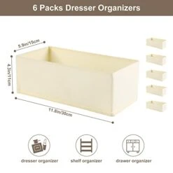 Coorganisers 6 Packs Dresser Organizers, Drawer Organizers For Clothing, Baby Organizers And Storage Drawers, Woven-Fabric Dresser Drawer Organizers, Baby Clothes Organizer In Bedroom (Beige) -Songmics Furniture Shop 41VE1NKZ3WL