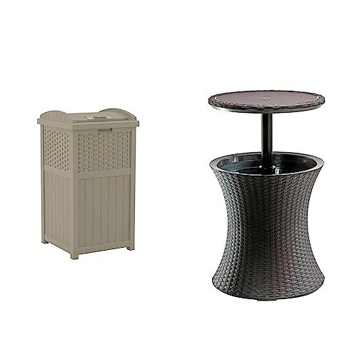 Suncast 33 Gallon Hideaway Trash Can For Patio - Resin Outdoor Trash With Lid - Use In Backyard, Deck, Or Patio - Dark Taupe 6 Suncast 33 Gallon Hideaway Trash Can For Patio - Resin Outdoor Trash With Lid - Use In Backyard, Deck, Or Patio - Dark Taupe - Image 6