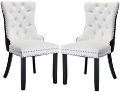 Set Of 2 Dining Chairs Modern For Dining Room Kitchen Accent Side Chair Velvet Button Tufted Padded Cushion Seat And Back (Sapphire Blue) 24 Set Of 2 Dining Chairs Modern For Dining Room Kitchen Accent Side Chair Velvet Button Tufted Padded Cushion Seat And Back (Sapphire Blue) -Songmics Furniture Shop 41VGIjm0kfL. AC