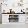 YITAHOME Buffet Cabinet, 59.5“ Farmhouse Sideboard Buffet Storage Cabinet With Barn Door Coffee Bar Cabinet With Capacity 300 Lbs For Home Dinning Living Room, Grey White/Espresso, 26“ Height
