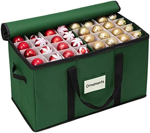 WBHome Christmas Ornament Storage Box With Lid, 3''& 4'' Compartment Storage Container With Adjustable Dividers, Keeps 114 Holiday Ornaments & Decoration Accessories, Green 8 WBHome Christmas Ornament Storage Box With Lid, 3''& 4'' Compartment Storage Container With Adjustable Dividers, Keeps 114 Holiday Ornaments & Decoration Accessories, Green - Image 8
