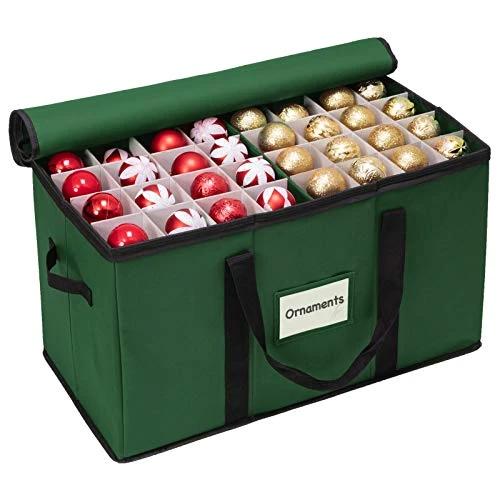 WBHome Christmas Ornament Storage Box With Lid, 3''& 4'' Compartment Storage Container With Adjustable Dividers, Keeps 114 Holiday Ornaments & Decoration Accessories, Green 1 WBHome Christmas Ornament Storage Box With Lid, 3''& 4'' Compartment Storage Container With Adjustable Dividers, Keeps 114 Holiday Ornaments & Decoration Accessories, Green