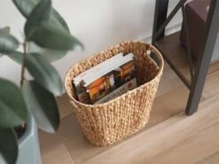 StorageWorks Wicker Waste Basket, Wicker Trash Basket With Built-in Handles, Handwoven Water Hyacinth Trash Can, Wicker Garbage Can For Bedroom, Bathroom, 1 Pack -Songmics Furniture Shop 41VKSKm1fpL